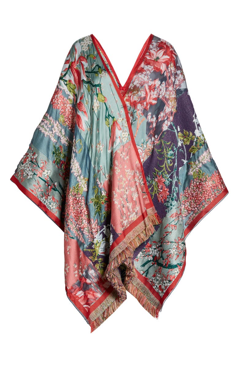 Etro Floral Fringe Cape, Alternate, color, 