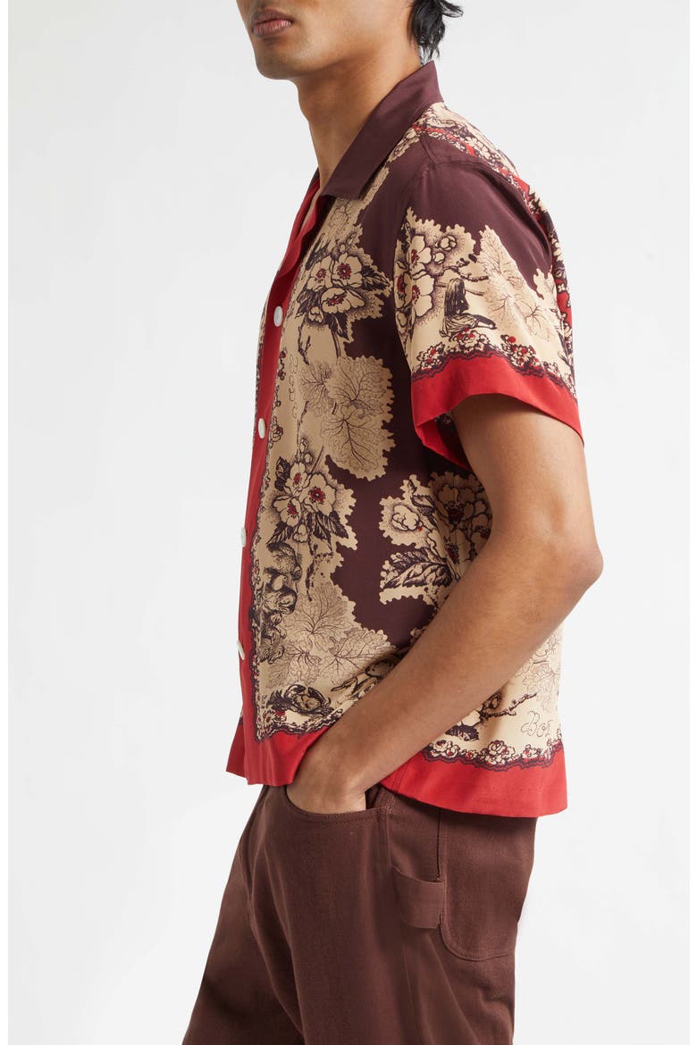 Storybook Silk Camp Shirt, Alternate, color, RED BLACK
