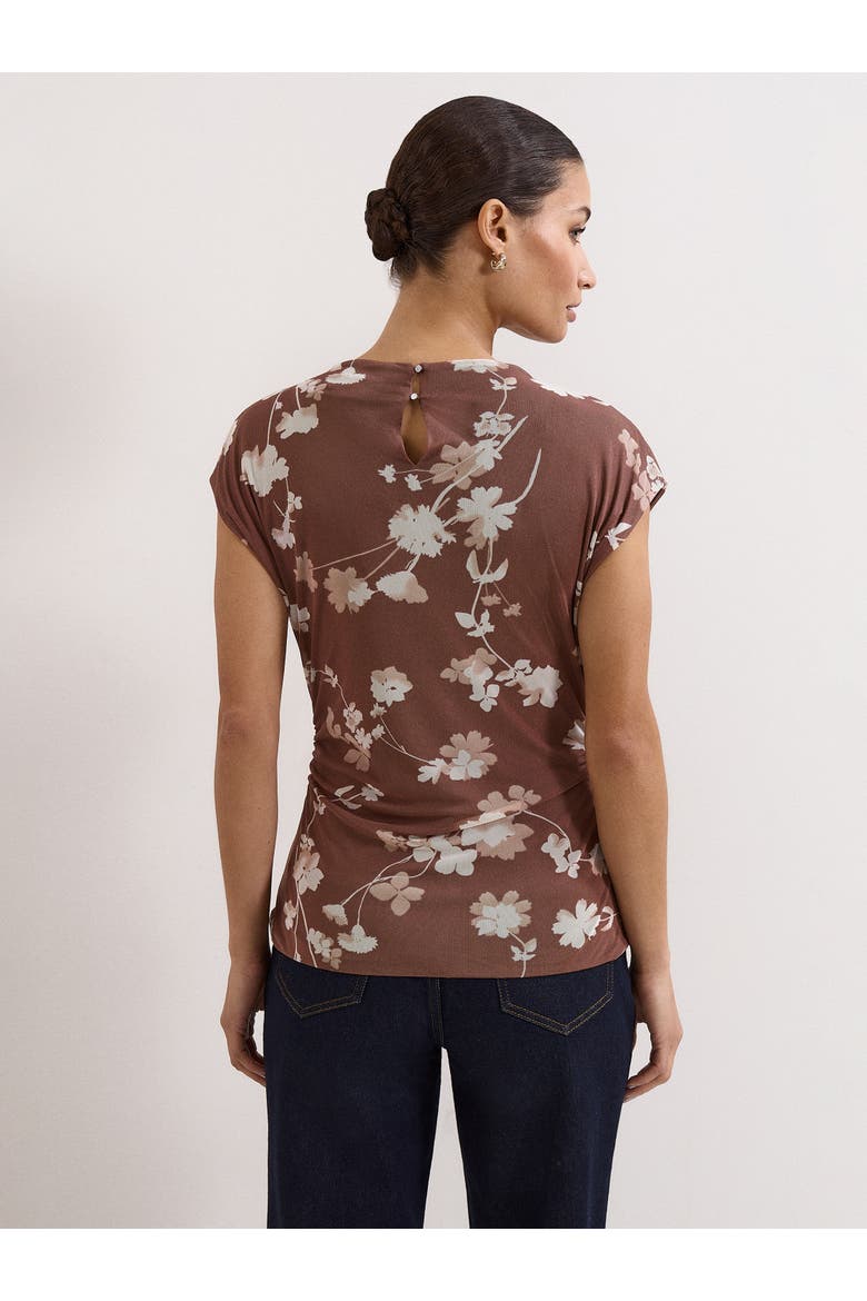 Kezia Mesh Printed Top, Alternate, color, Brown