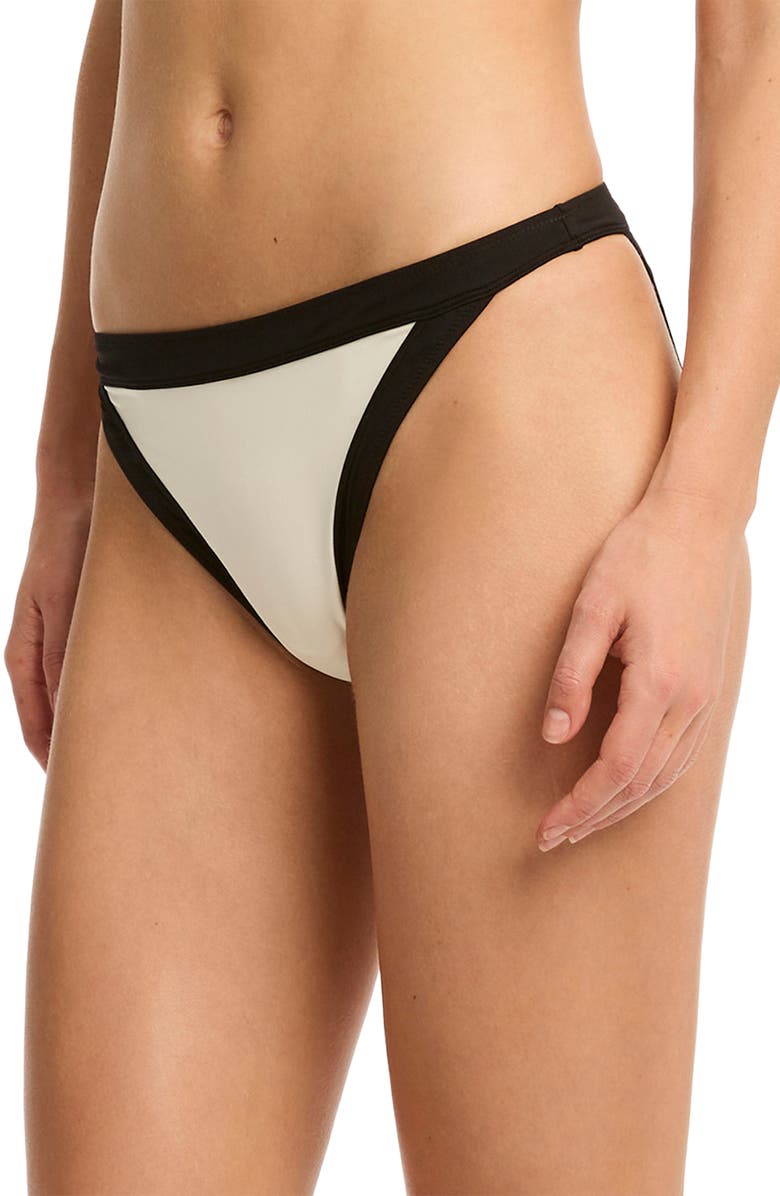 Sea Level Border Plunge Bikini Top, Alternate, color, Coconut