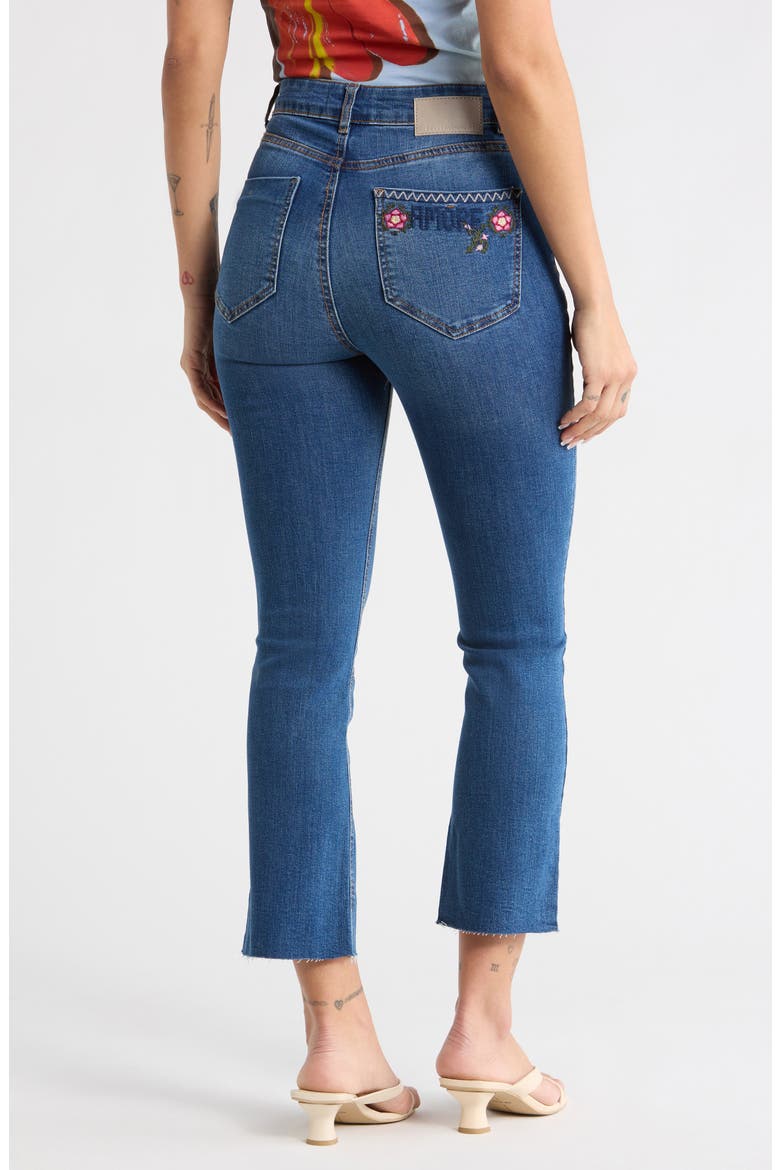 Floral Embroidered Ankle Flare Jeans, Alternate, color, MEDIUM BLUE
