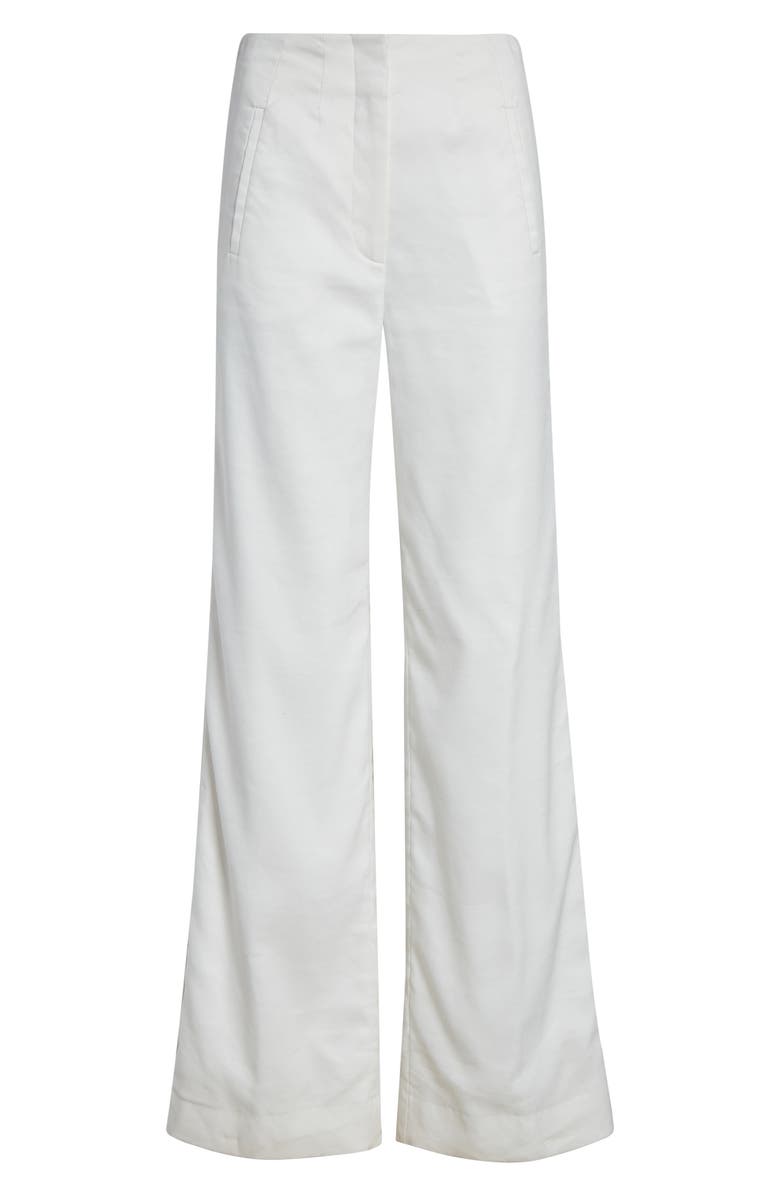 Veronica Beard Jude Wide Leg Linen Blend Pants, Alternate, color, Off White