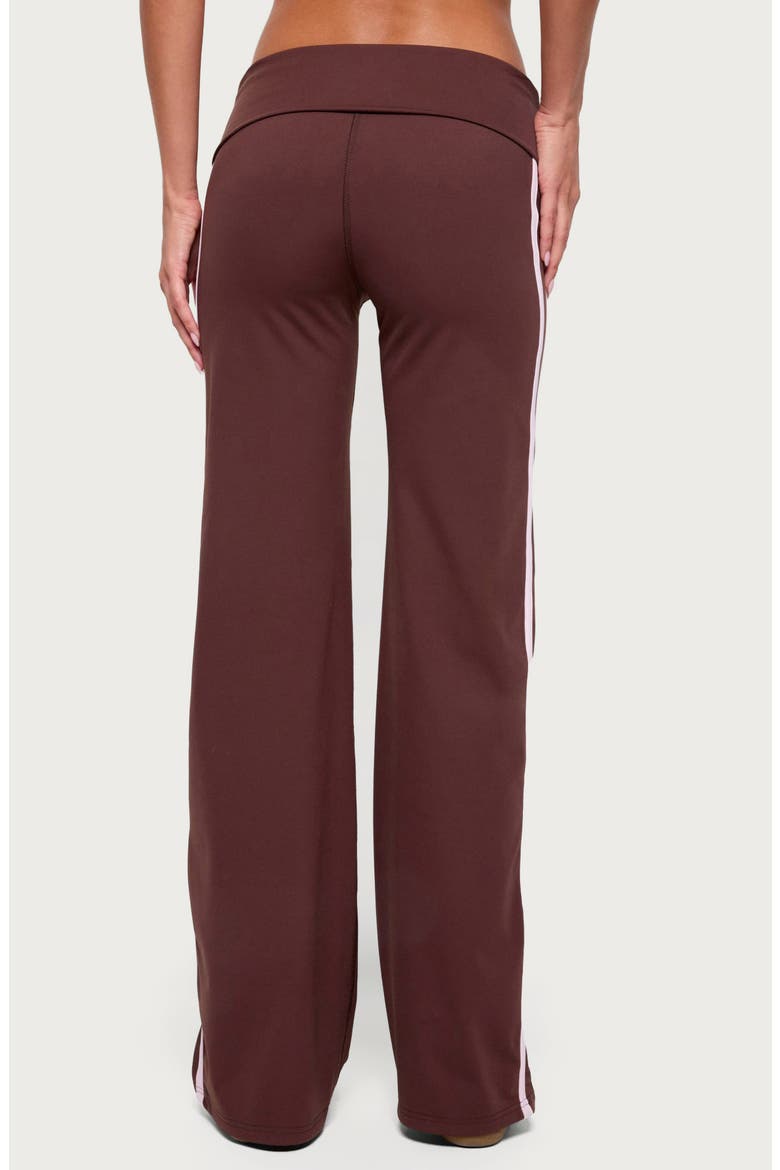 Anica Side Stripe Foldover Pants, Alternate, color, BROWN