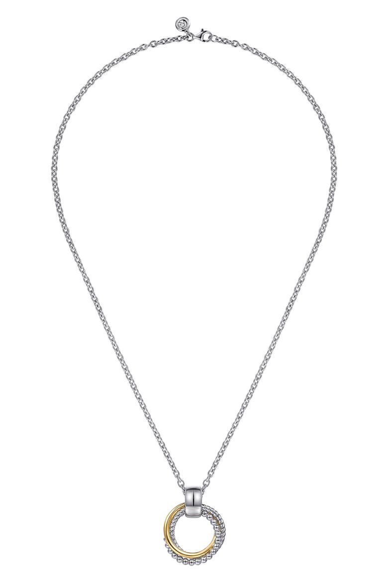 Layered Circle Pendant Necklace, Alternate, color, SILVER/ 14K YELLOW GOLD