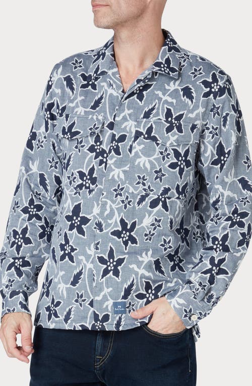 Paul Smith London Casual Fit Floral Long Sleeve Cotton Camp Shirt in Indigo  product
