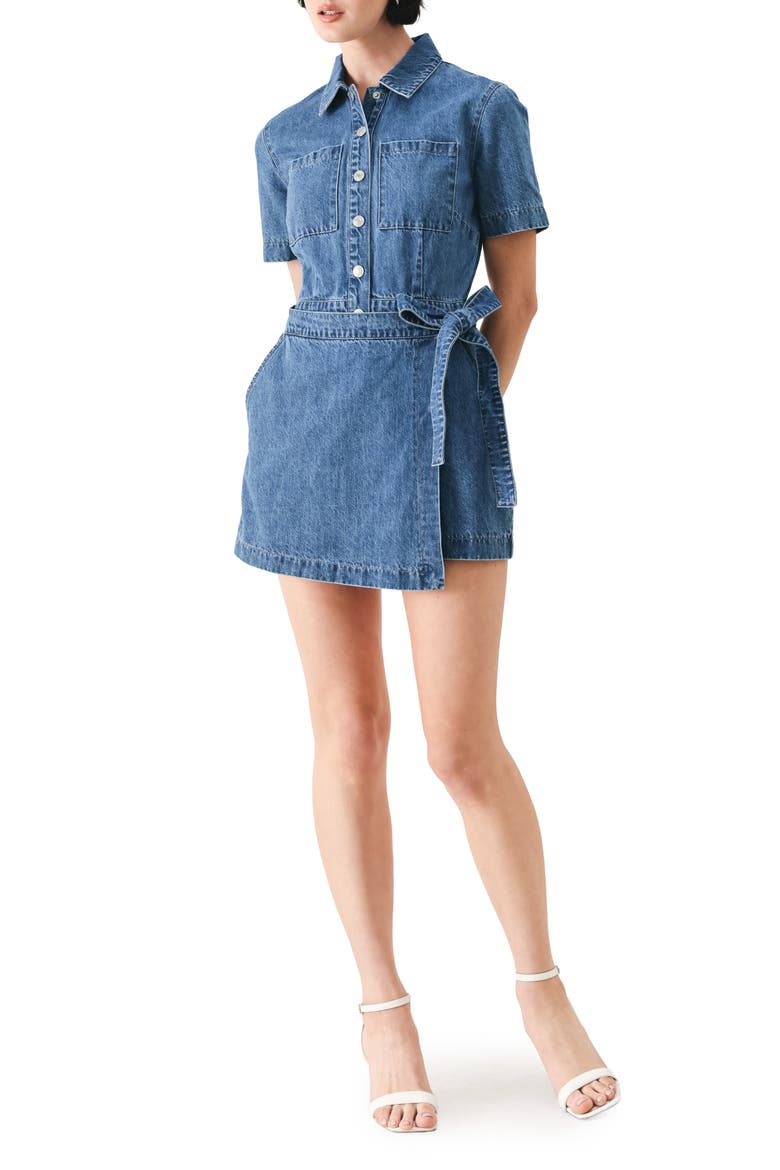 Denim Romper, Main, color, MEDIUM DENIM