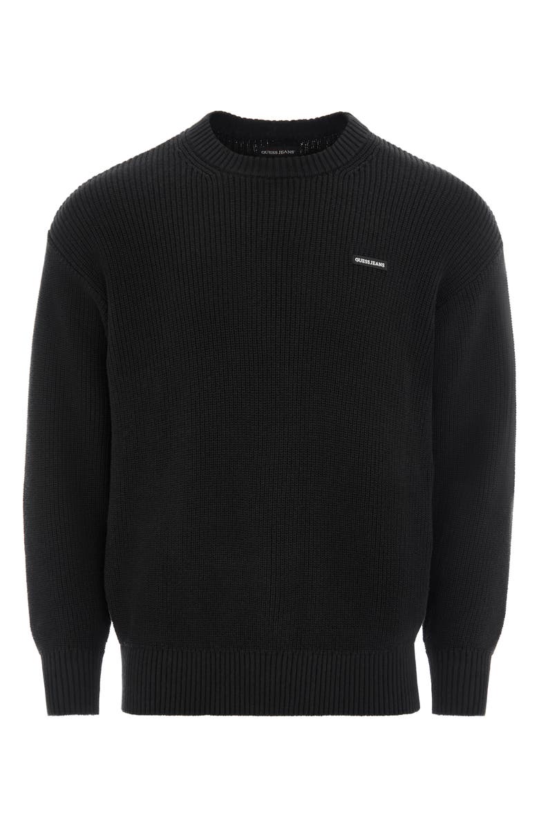 GUESS JEANS Logo Patch Organic Cotton Sweater, Alternate, color, Jet Black