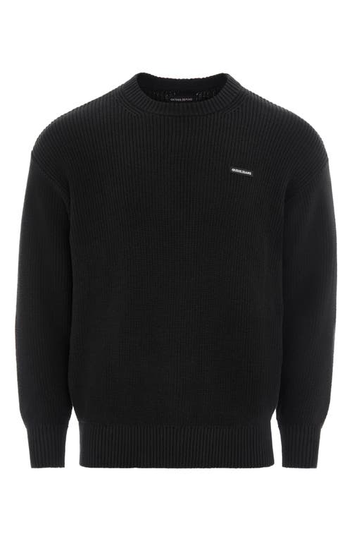 Guess Jeans Logo Patch Organic Cotton Sweater In Black