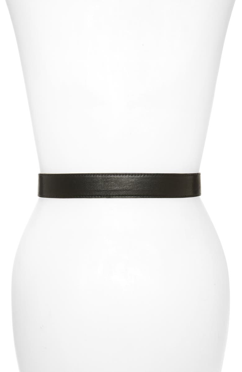 Raina Rider Circle Clasp Leather Belt, Alternate, color, Black