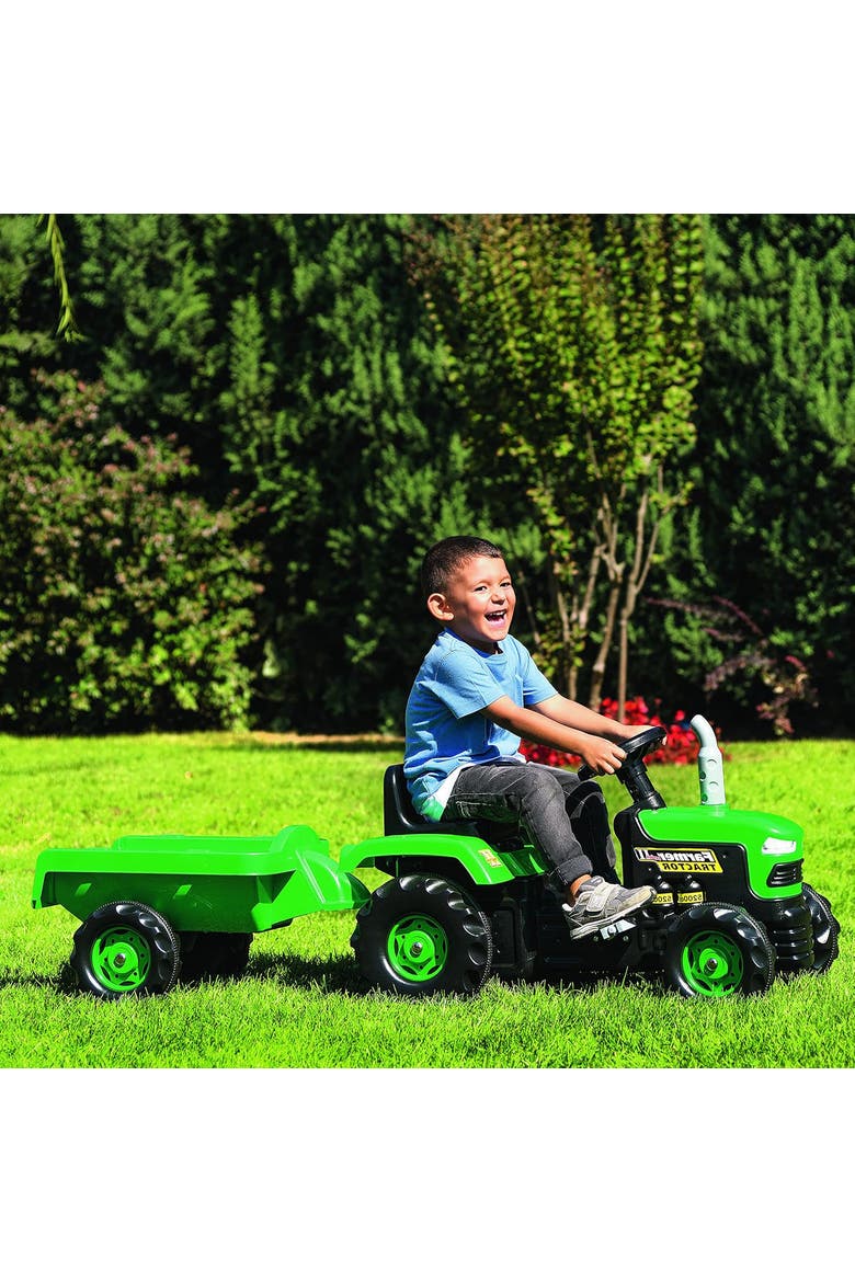 Pedal Operated Tractor W/Trailer Green Ages 3+, Alternate, color, Multicolored