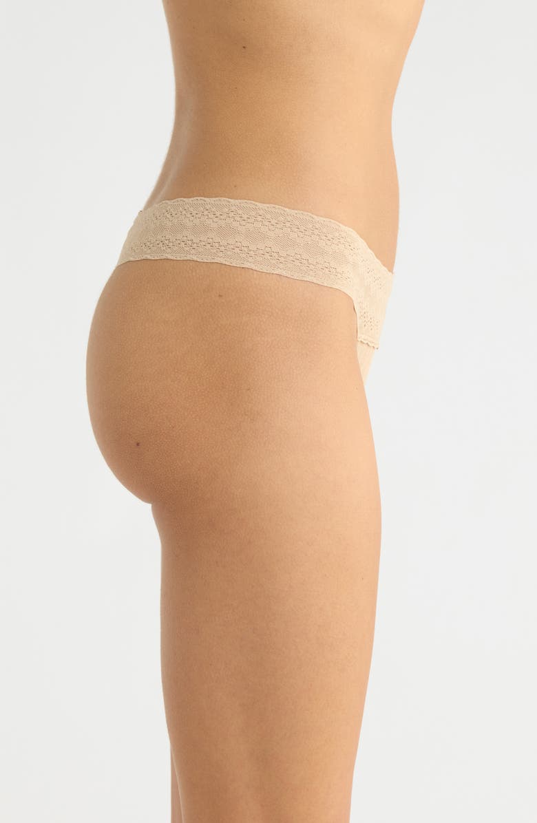 MeUndies Allover Lace V-Front Thong, Alternate, color, Latte Zebra