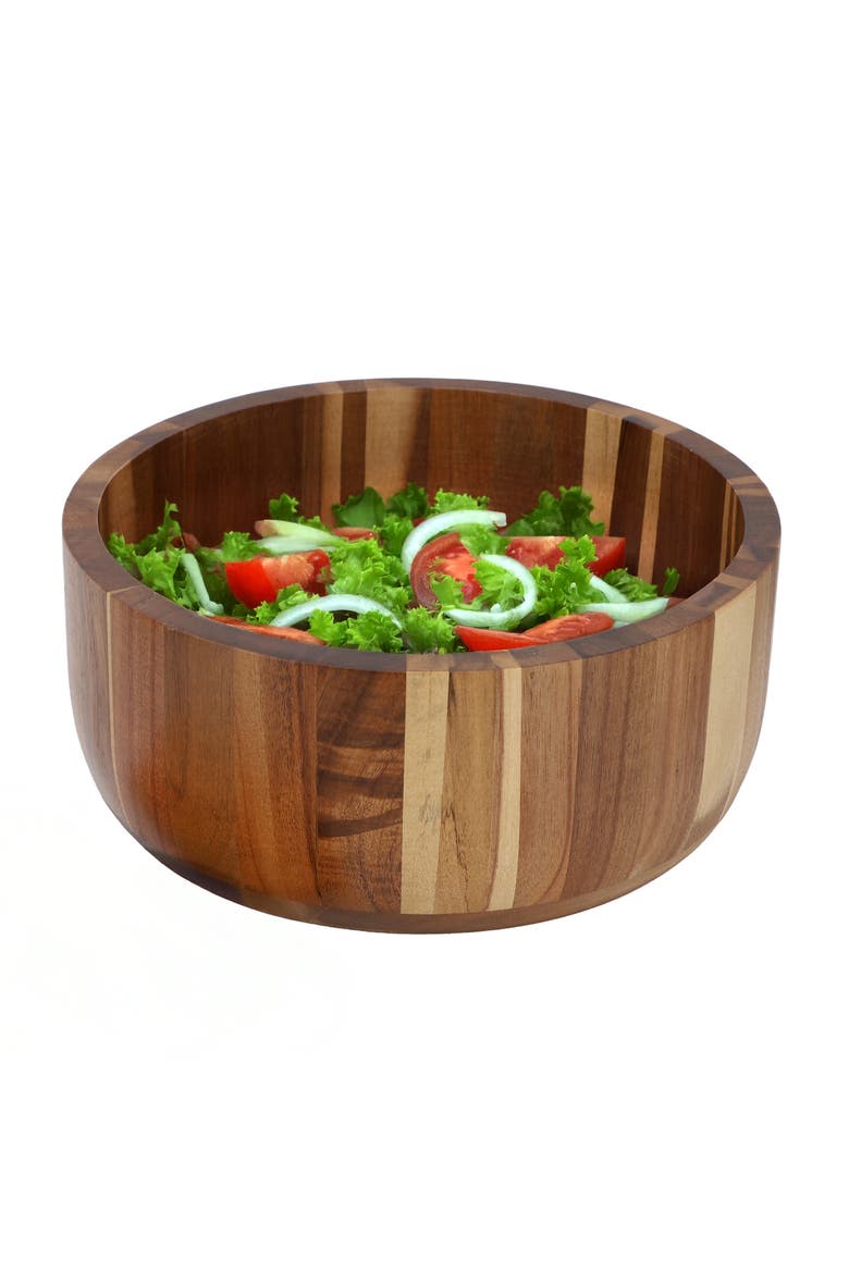 10.5 Inch Large Acacia Wood Salad Bowl, Main, color, Acacia