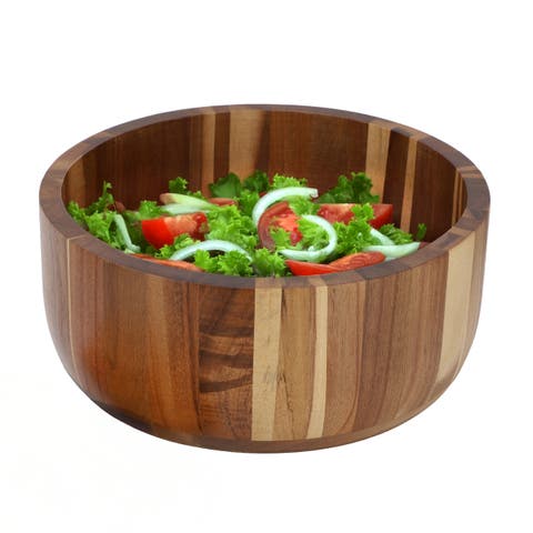 10.5 Inch Large Acacia Wood Salad Bowl