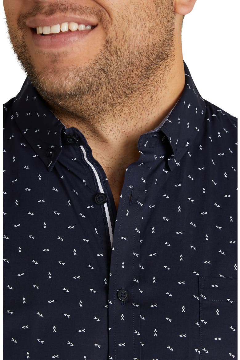 Benson Arrow Print Stretch Short Sleeve Button-Down Shirt, Alternate, color, NAVY