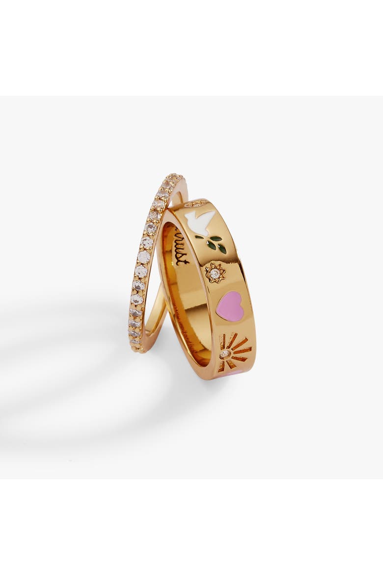 'Pray, Wait and Trust' Ring Set of 2, Alternate, color, Gold