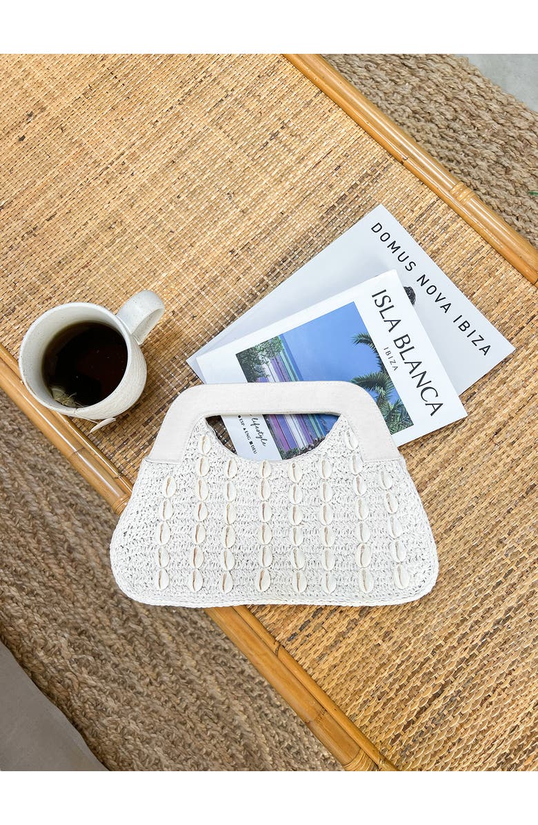 LSPACE Miley Cowry Shell Crocheted Top Handle Bag, Alternate, color,