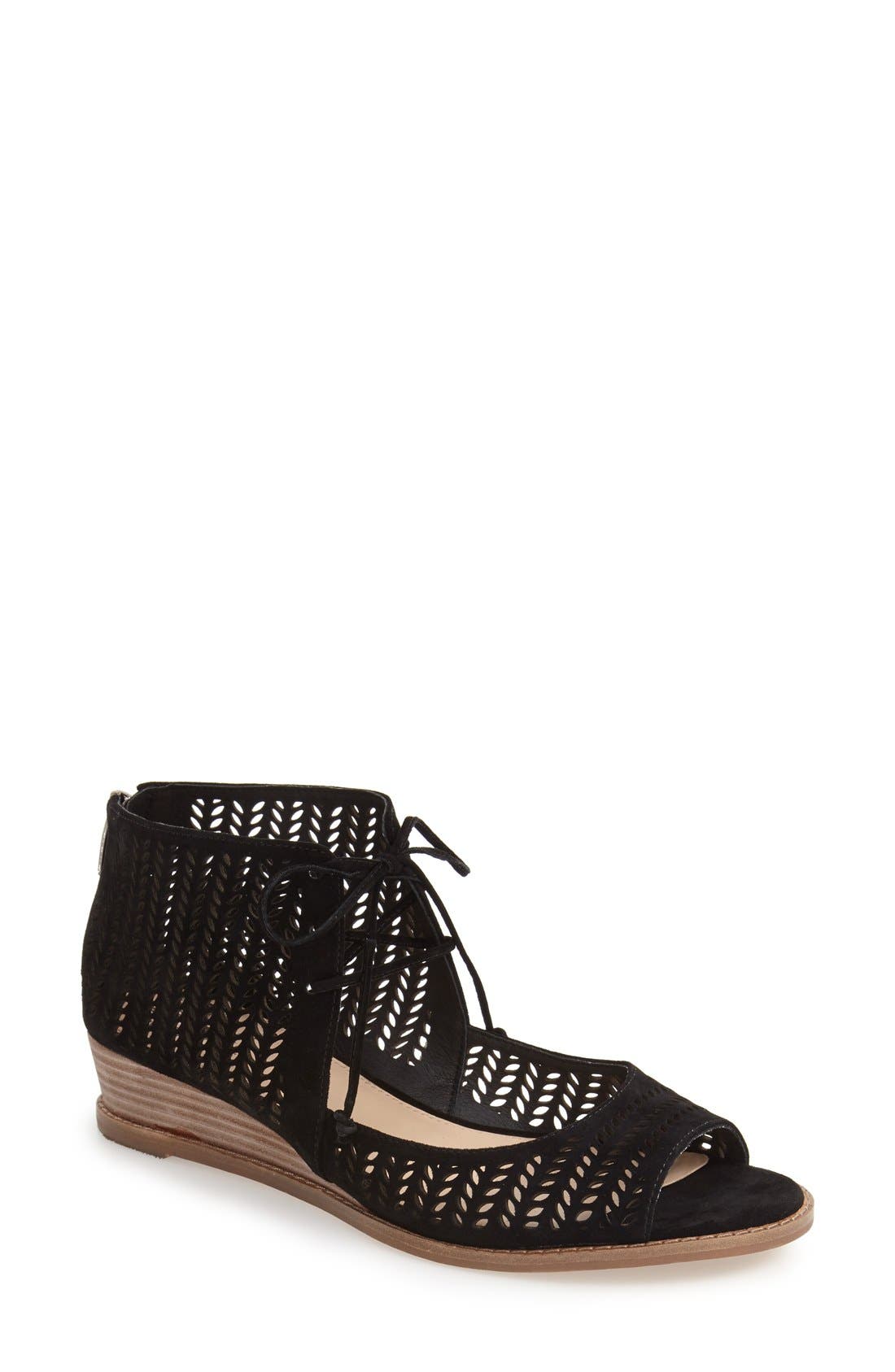 Vince Camuto 'Remme' Cutout Lace-Up Wedge Sandal, Main, color, 