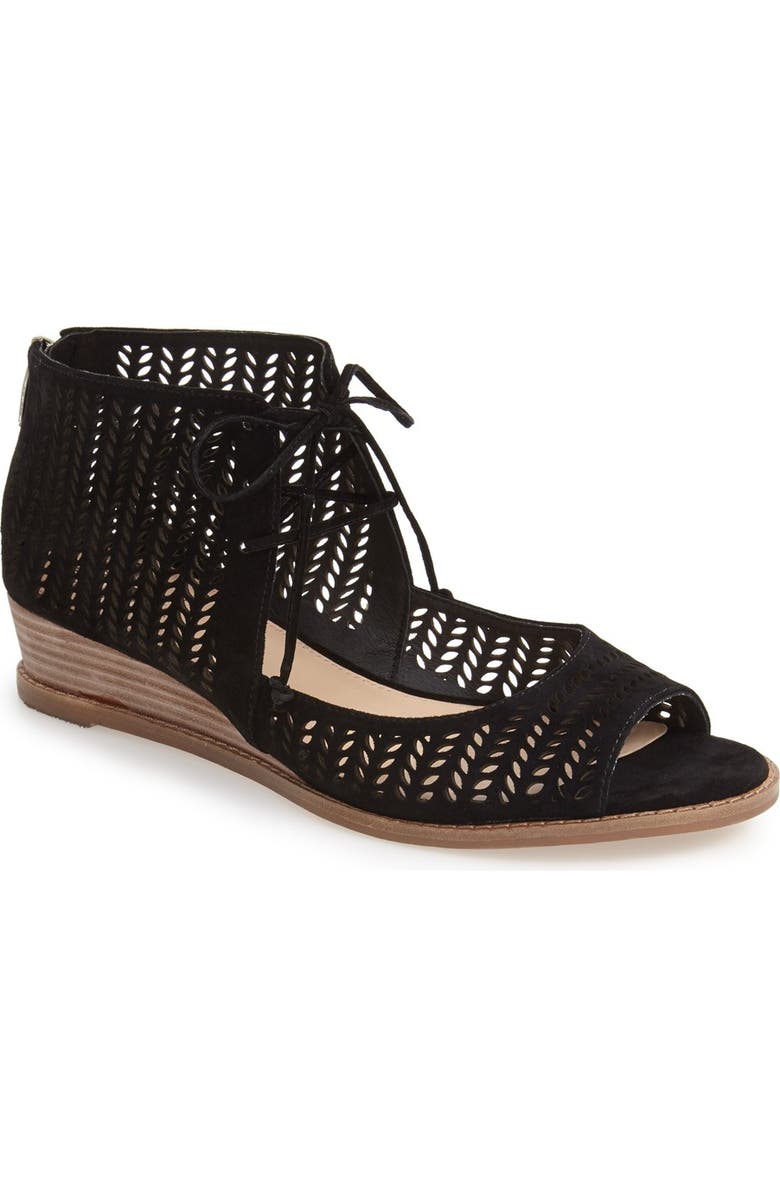 Vince Camuto 'Remme' Cutout Lace-Up Wedge Sandal, Main, color,