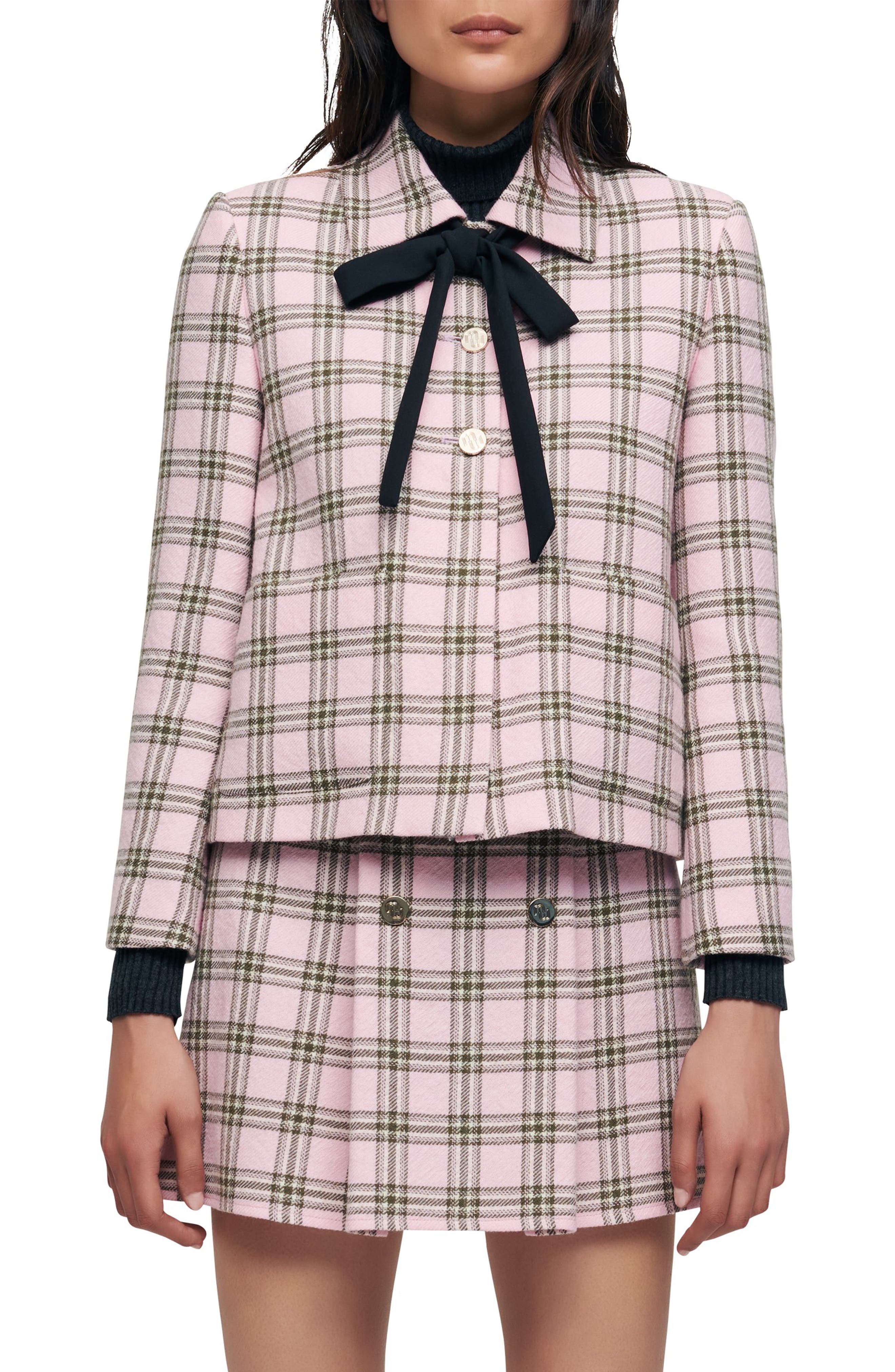 maje Vad Plaid Wool Jacket