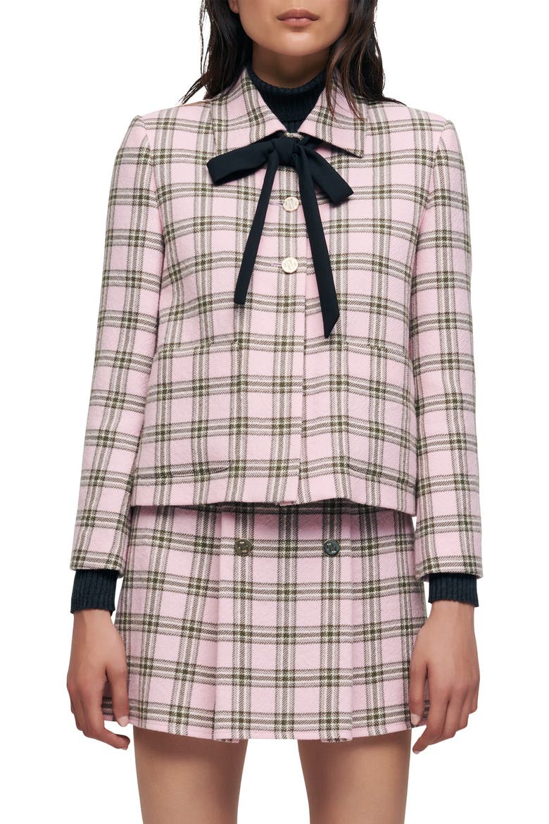 Vad Plaid Wool Jacket, Main, color, PINK