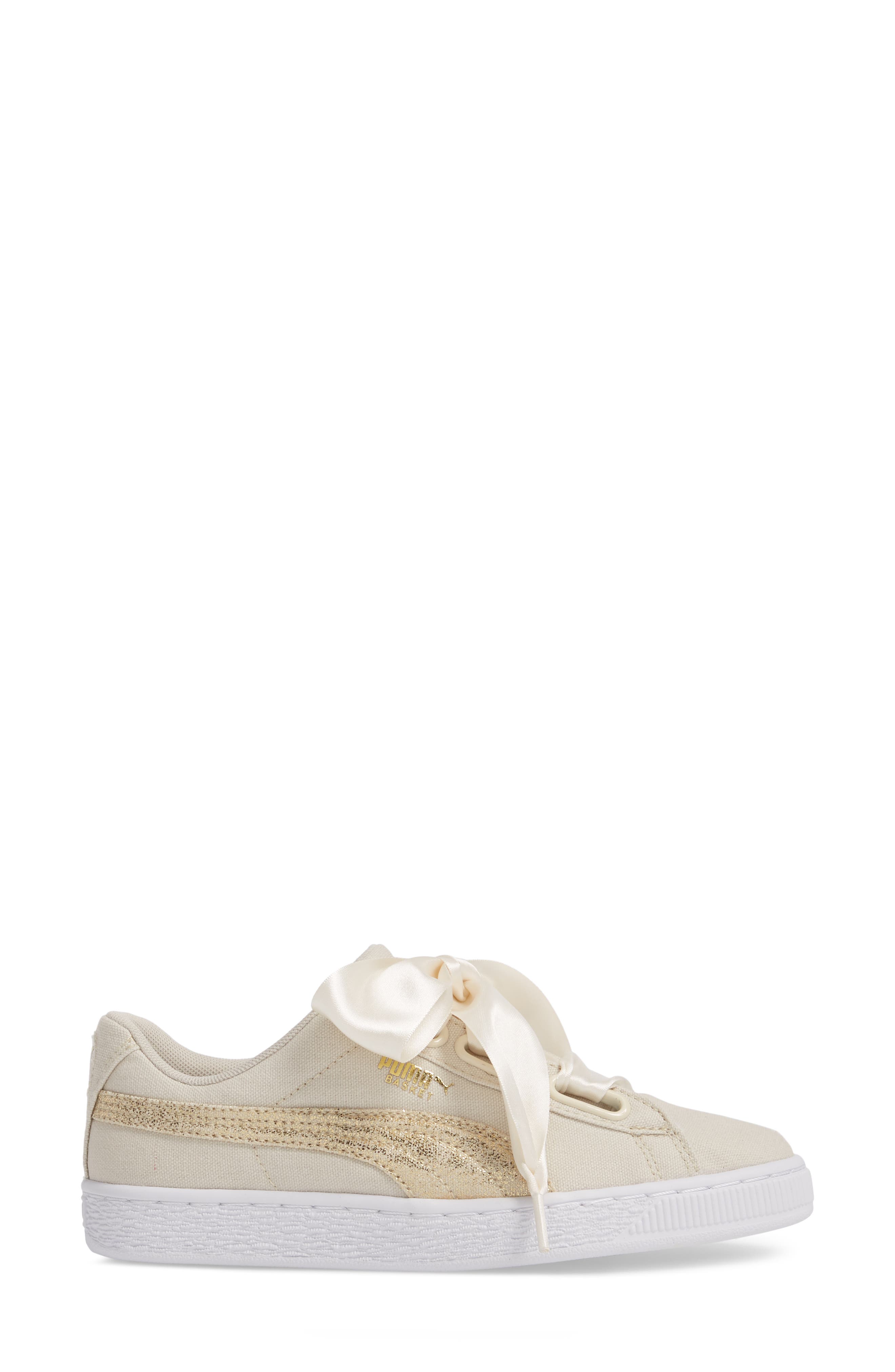 Basket Heart Sneaker, Alternate, color, BIRCH/ WHITE/ TEAM GOLD
