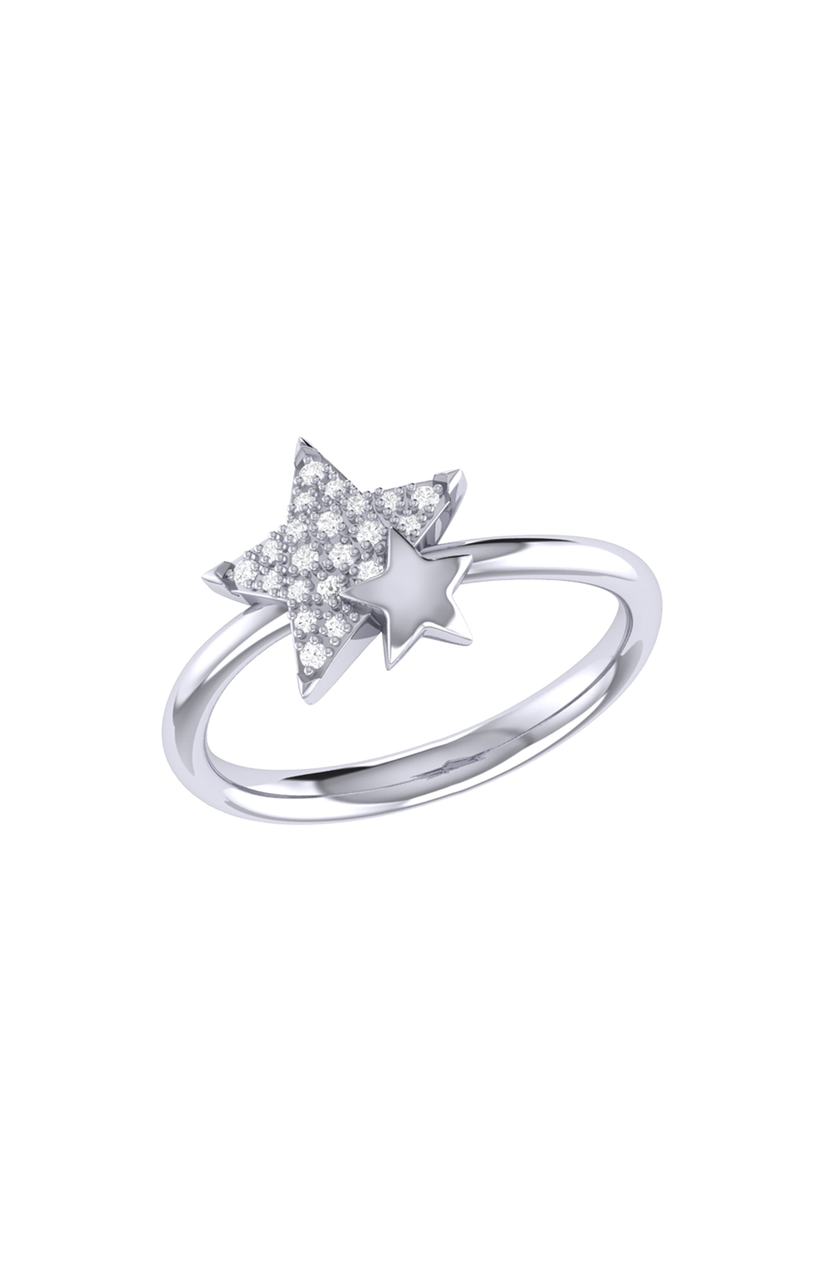 LuvMyJewelry Dreamer Dazzling Star Duo Diamond Ring - 0.09ct.