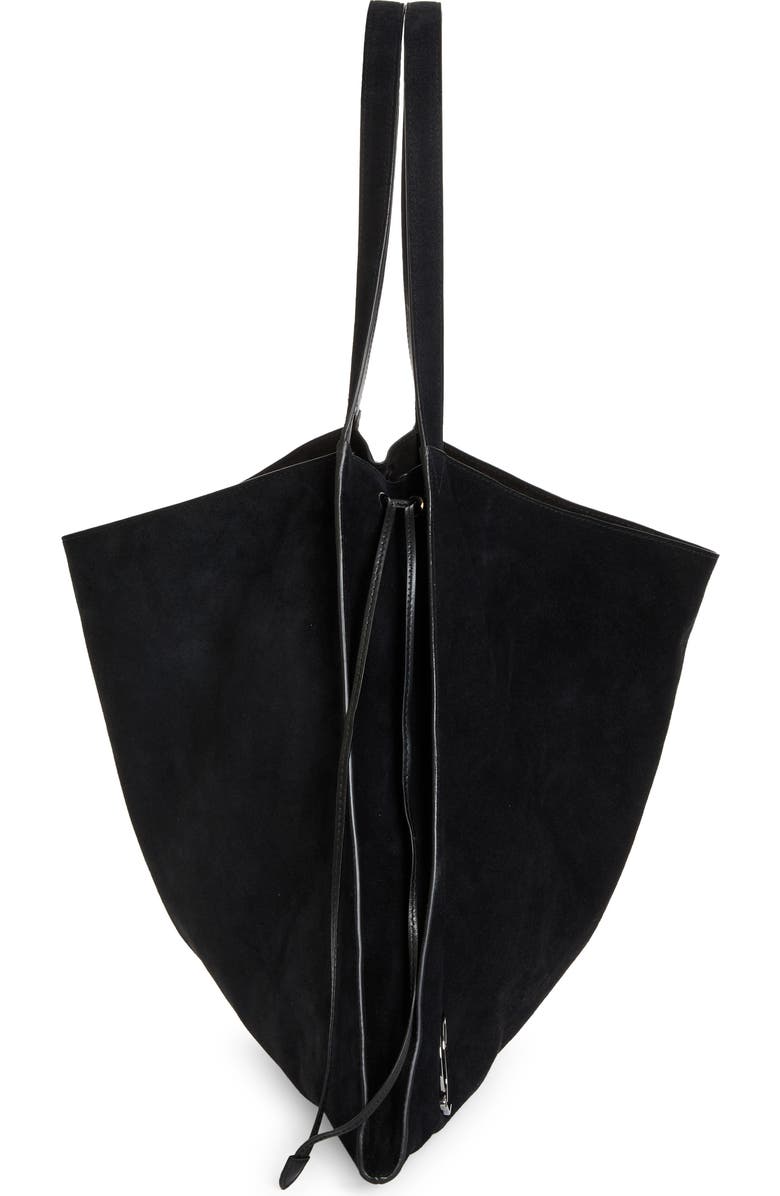 Christian Louboutin Le 54 Suede Drawstring Tote, Alternate, color, B329 Black/ Black/ Gun Metal
