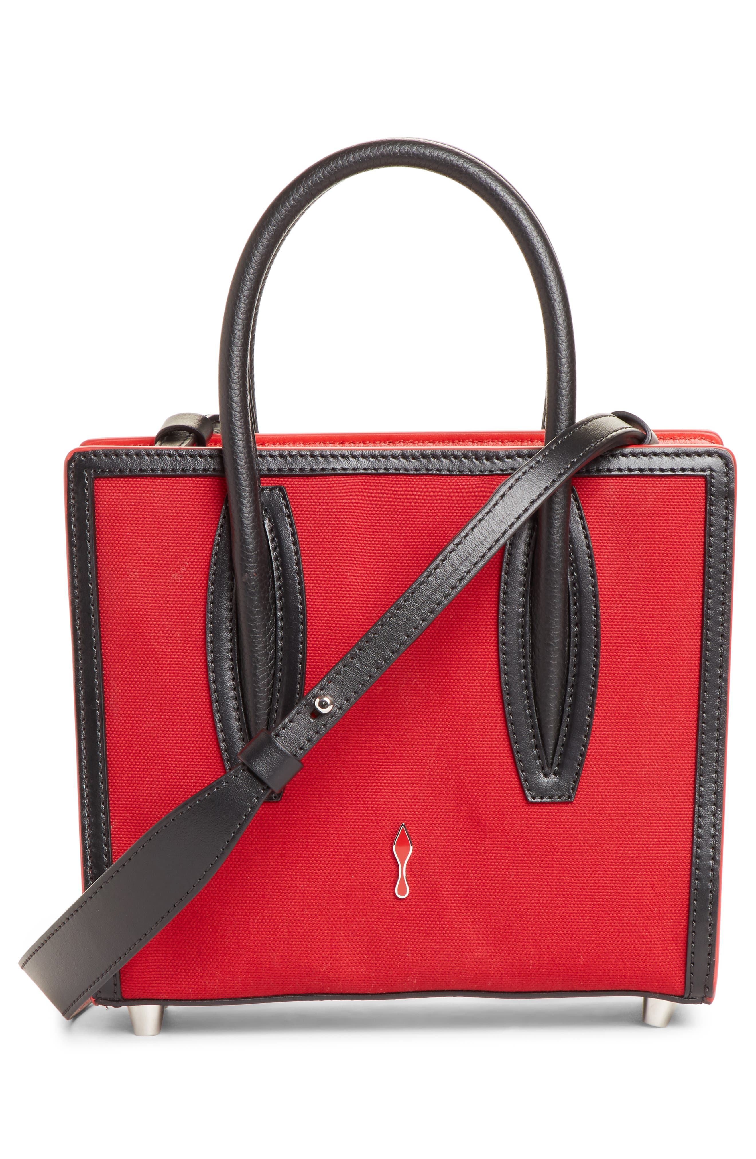 Christian Louboutin Mini Paloma Suede & Canvas Satchel, Alternate, color, 