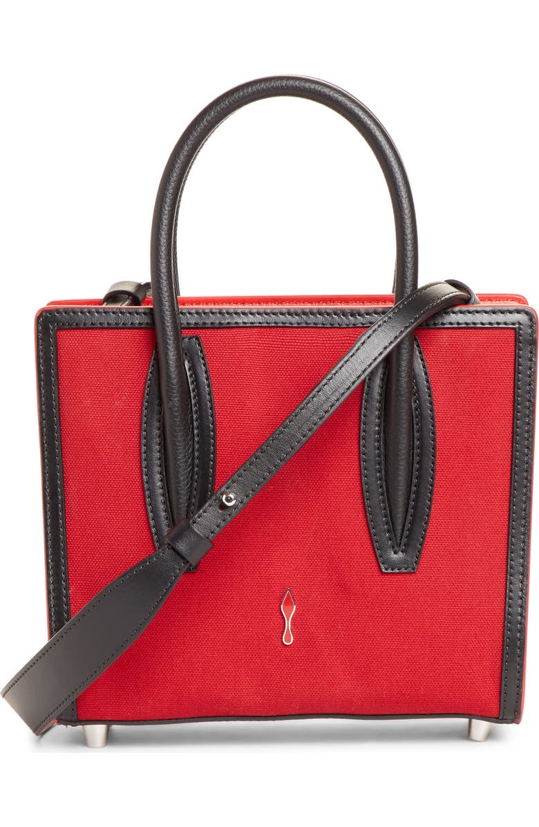 Christian Louboutin Mini Paloma Suede & Canvas Satchel, Alternate, color,