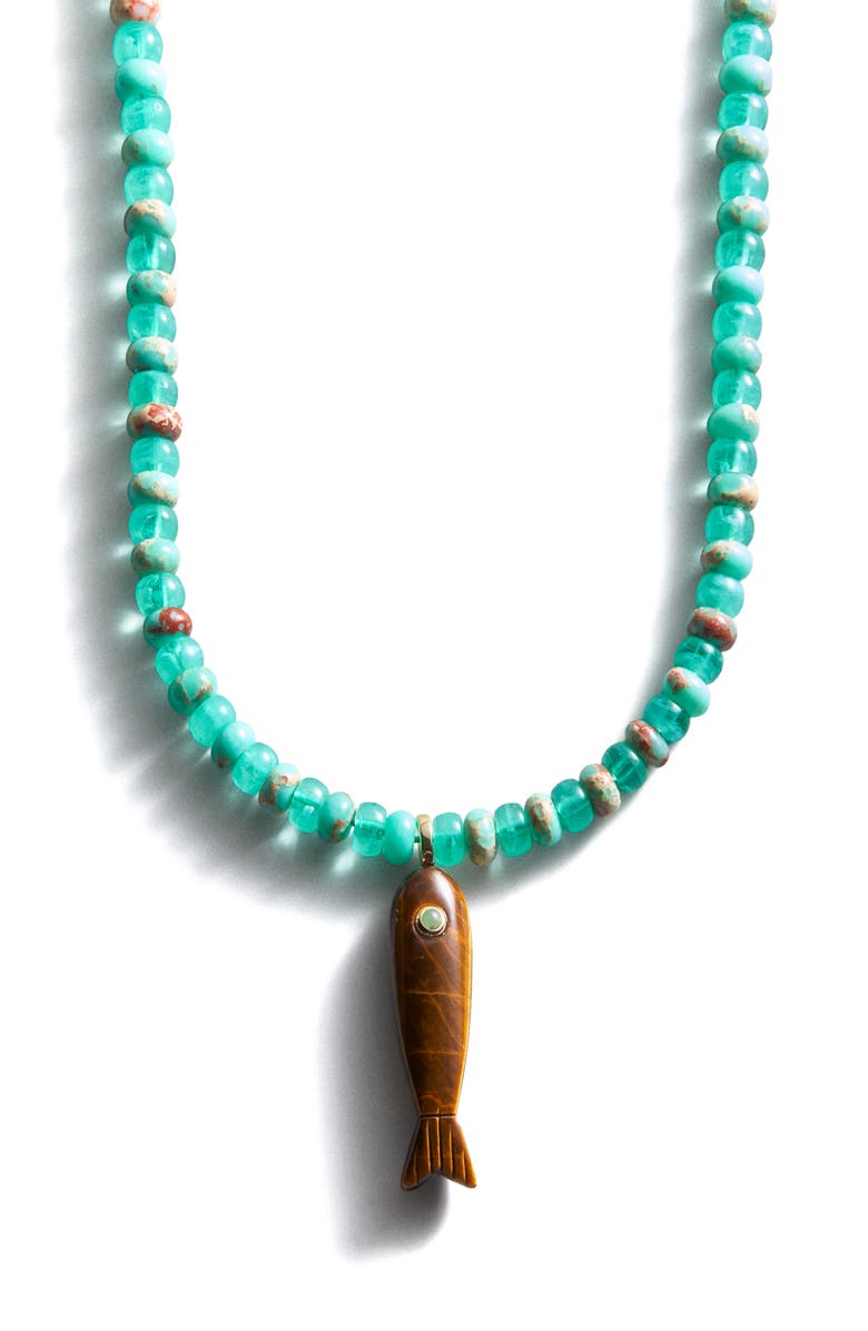 BaubleBar Fish Out Of Water Pendant Necklace, Main, color, Turquoise