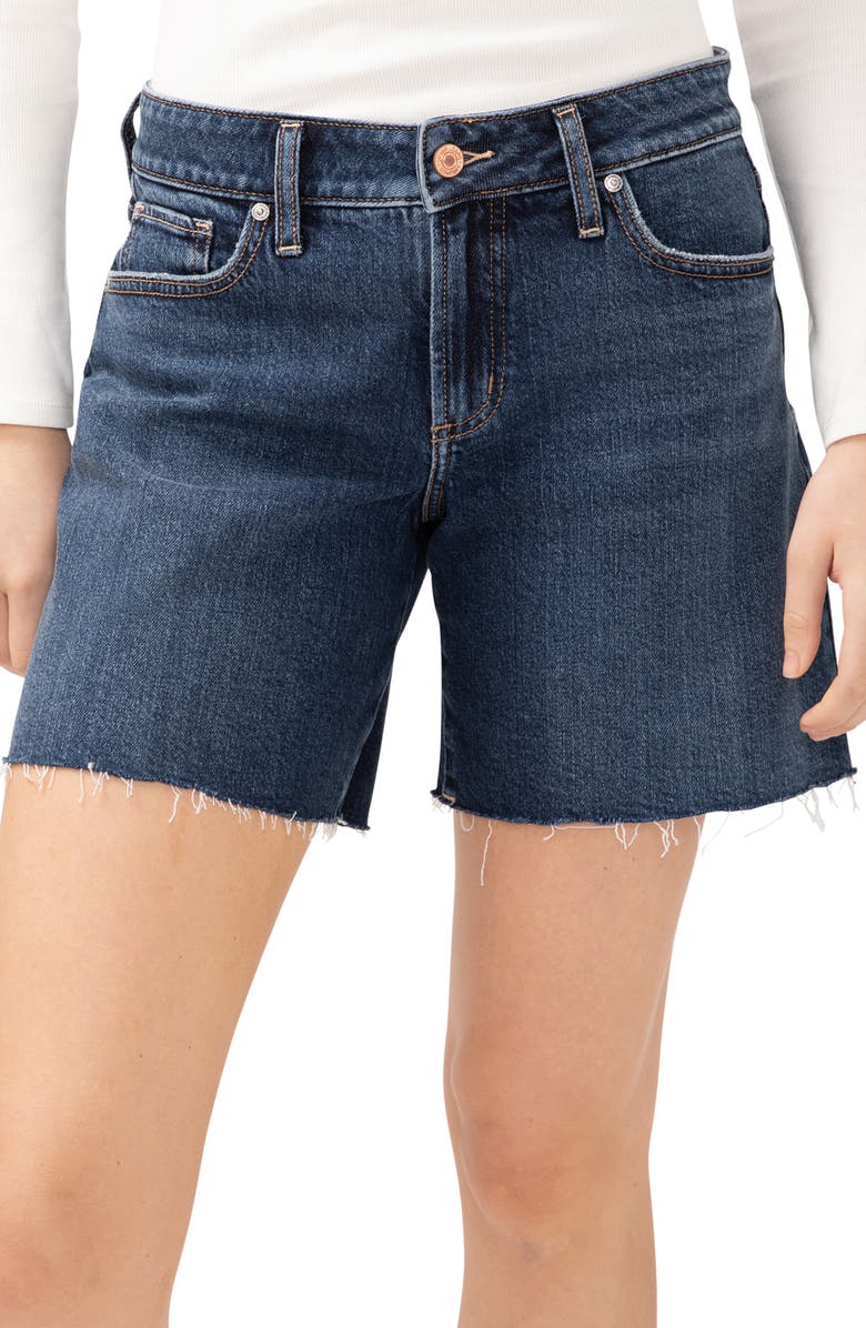 Silver Jeans Co. Suki Curvy Raw Hem Mid Thigh Denim Shorts, Alternate, color, Brooks