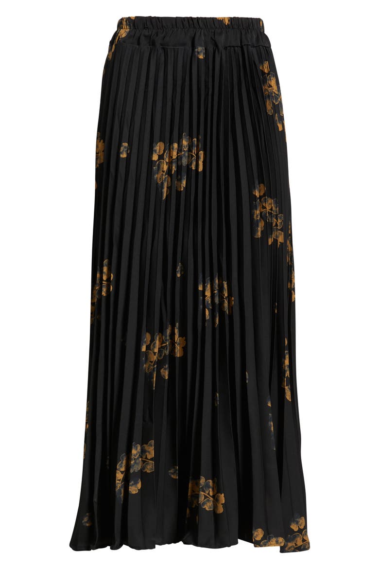 Alessandra Pleated Midi Skirt, Alternate, color, BLACK