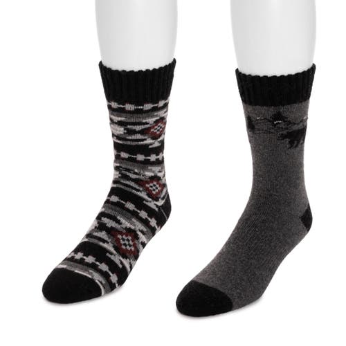 Muk Luks Wool Blend Socks 2 Pair Pack In Black