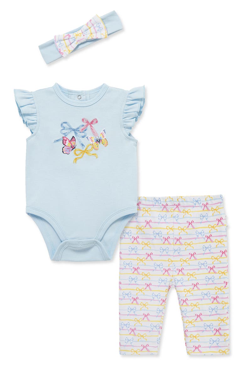 Bodysuit, Leggings & Headband Set, Main, color, BLUE MULTI