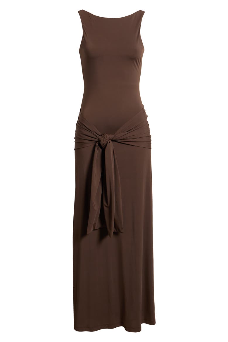 Isoldeia Tie Detail Gown, Alternate, color, CHOCOLATE