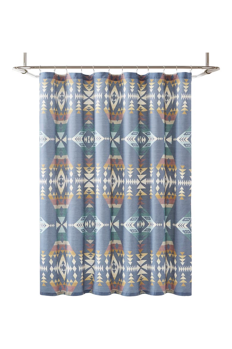 Diamond Peak Shower Curtain, Main, color, BLUE
