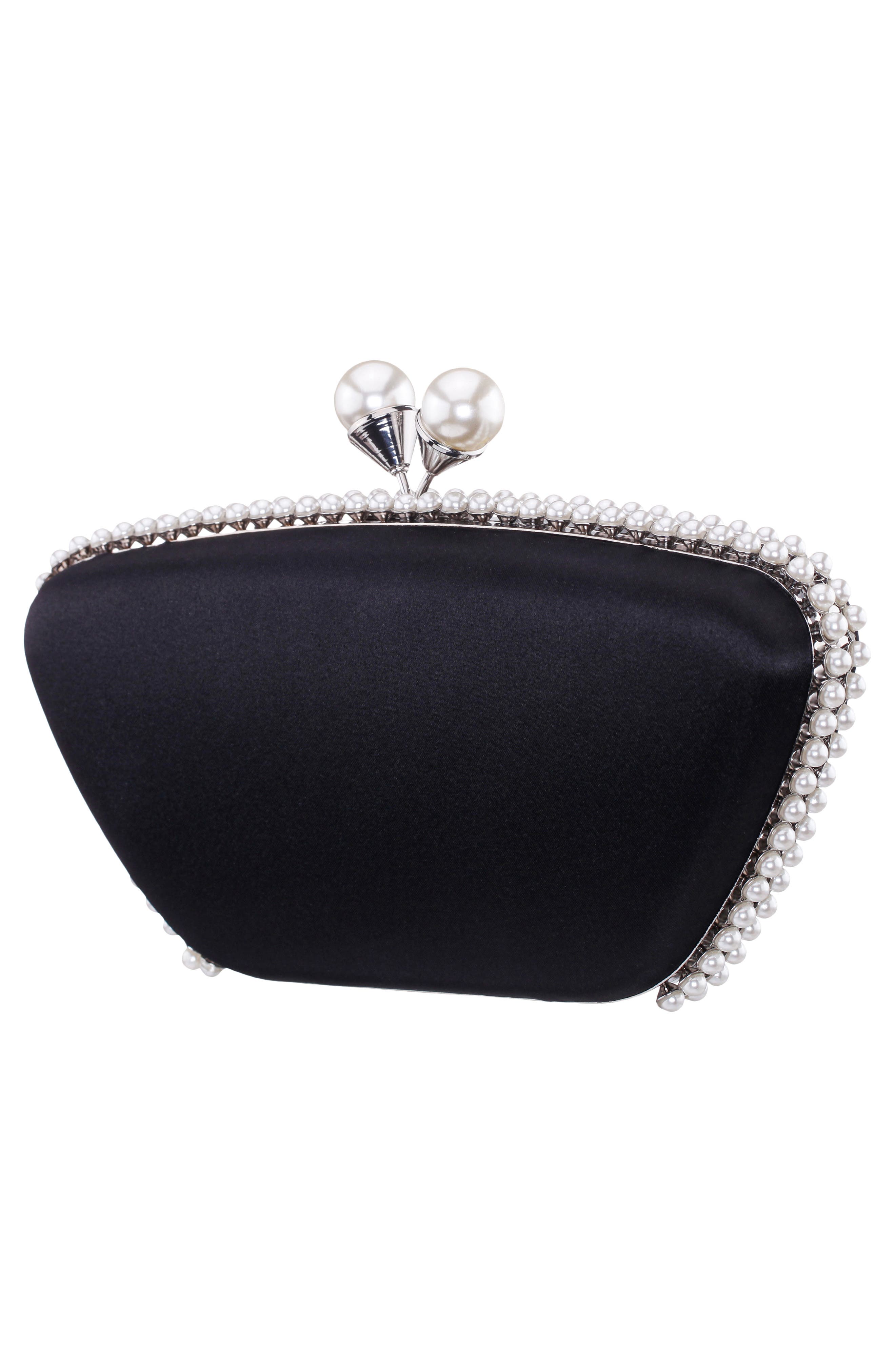 Nina Goddess Frame Clutch, Alternate, color, Black
