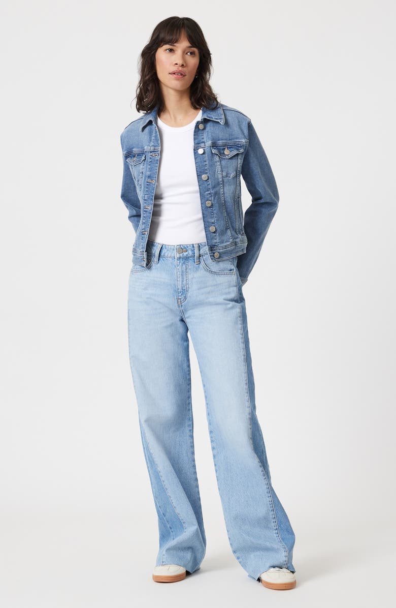 Mavi Jeans Cecilia Slim Fit Denim Trucker Jacket, Alternate, color, Light Brushed Flex Blue