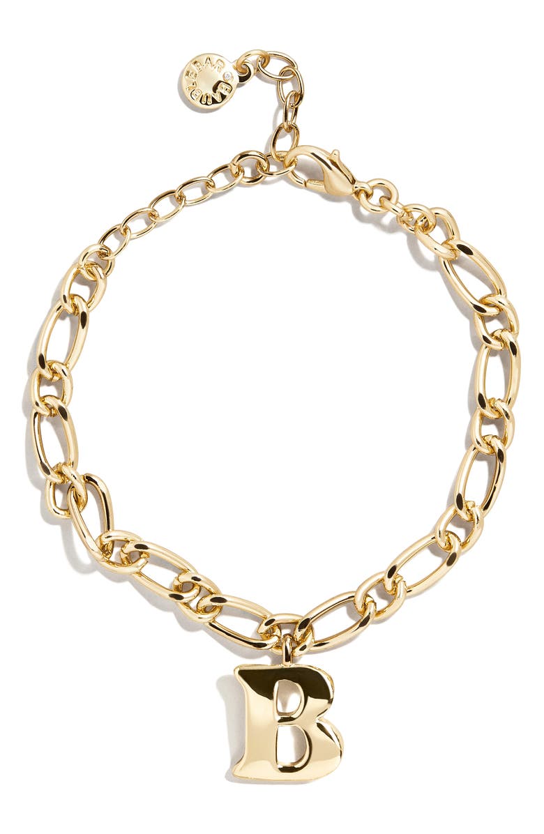 BaubleBar Annika Initial Bracelet, Main, color, Gold - B