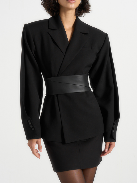 Marie Wool Twist Sleeve Blazer with Belt
