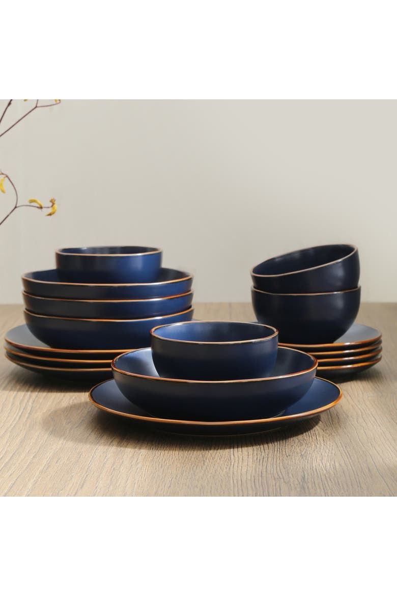Brasa Stoneware 16-Piece Dinnerware Set, Alternate, color, Blue