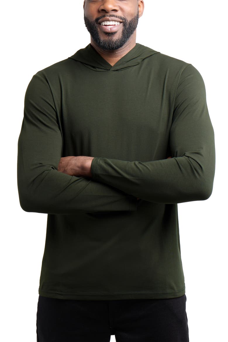 Long Sleeve Hooded T-Shirt, Alternate, color, OLIVE