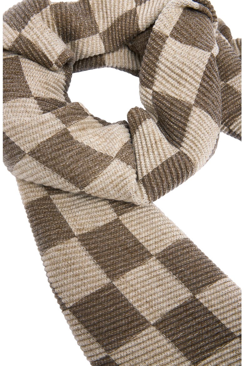 Fringe Checkered Scarf, Alternate, color, GREEN/BEIGE