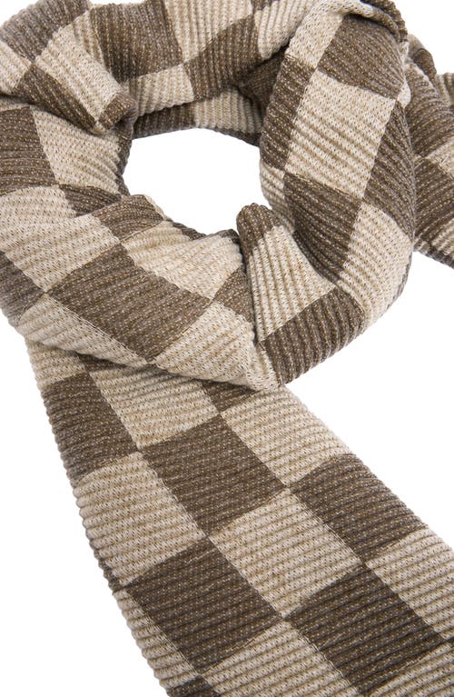 Saachi Fringe Checkered Scarf In Green/beige