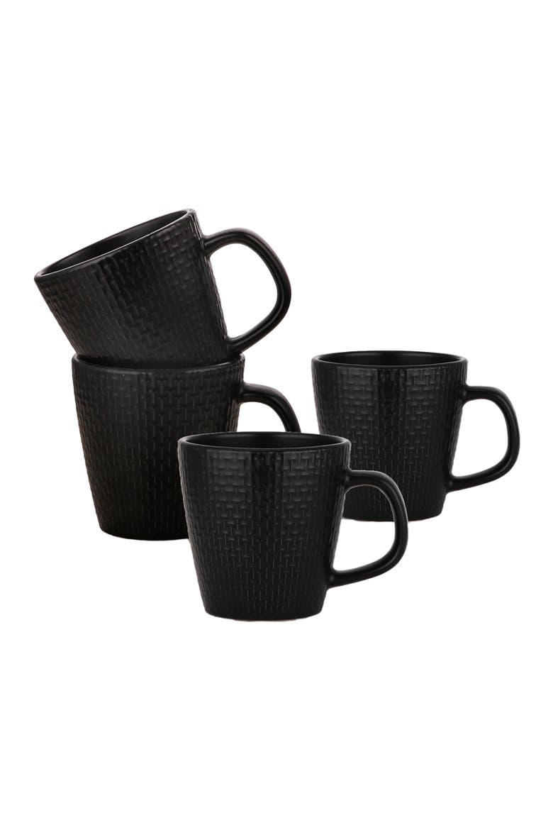 Olivia Stoneware 4-Piece Mug Set, Alternate, color, Black
