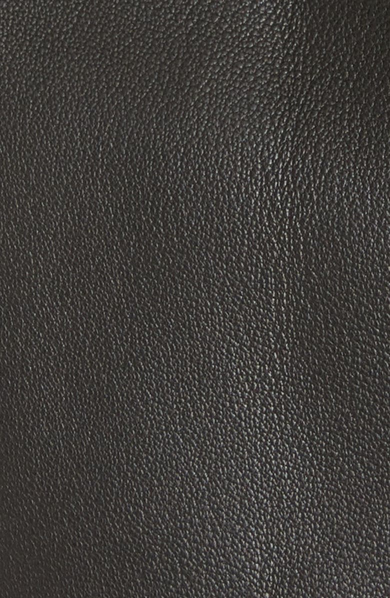 Balmain Double Breasted Leather Trench Coat, Alternate, color,