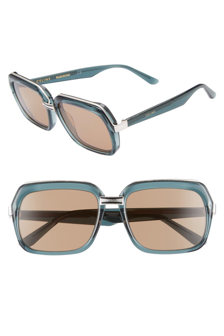 56mm Smartfit Sunglasses, Main, color, TRANSPARENT GREEN/ BROWN