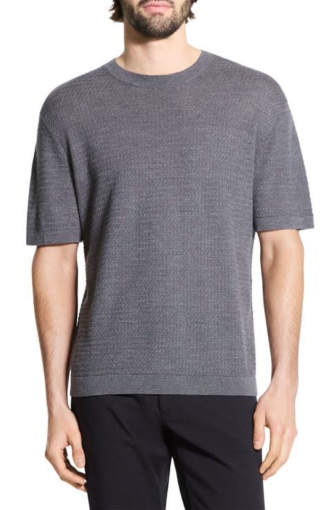Kolben Short Sleeve Linen & Cotton Blend Crewneck Sweater