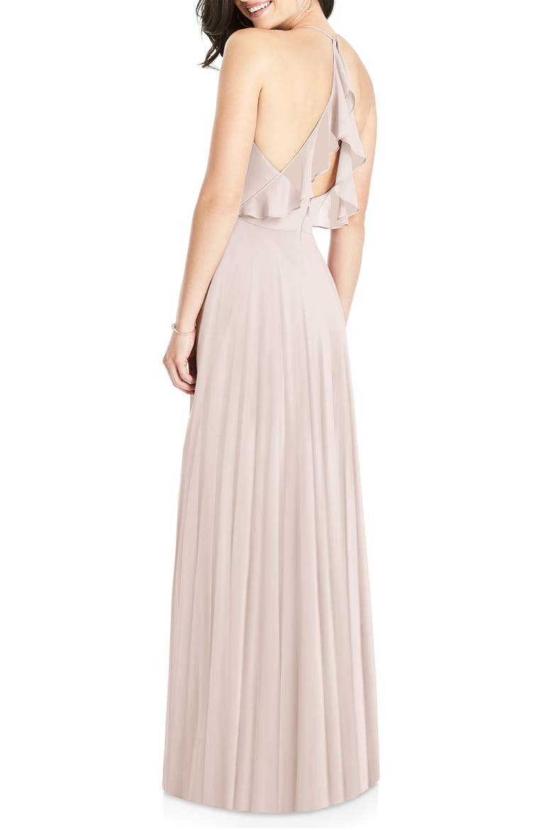 Ruffle Back Chiffon Gown, Alternate, color, BLUSH
