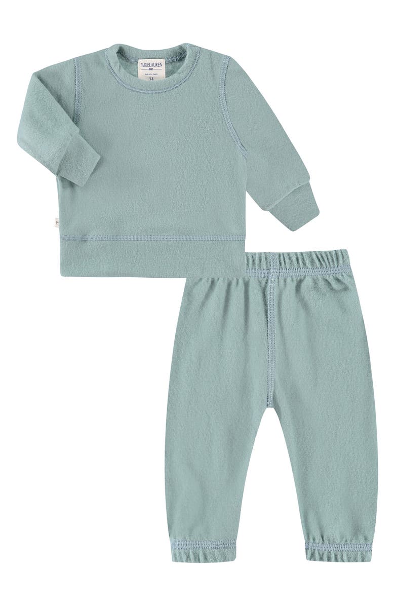 PAIGELAUREN Long Sleeve Top & Pants Hacci Lounge Set, Main, color, Green